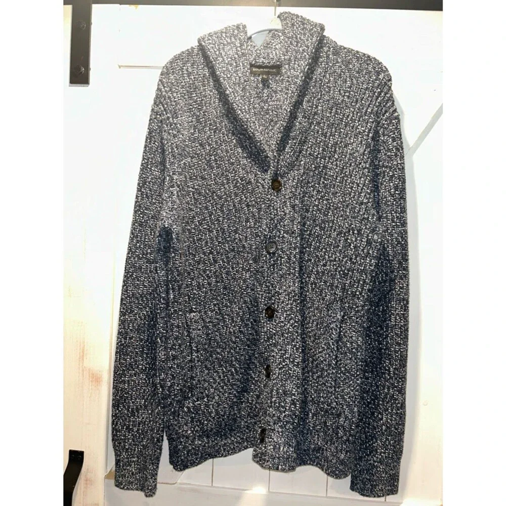 Banana Republic Blue Gray Marled Shawl-Collar Cardigan Large 100% Cotton